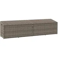 vidaXL Garten-Auflagenbox Grau 220x50x58 cm Poly Rattan