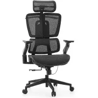 Hjh OFFICE Profi Bürostuhl Ergo U2 Pro3 Ergonomischer Schreibtischstuhl mit Armlehnen (höhenverstellbar) Netzstoff Schwarz Drehstuhl für Büro, Zuhause