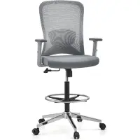 Hjh OFFICE Counterstuhl Top Work 44 W Arbeitsstuhl mit Armlehnen (höhenverstellbar) Stoff / Netzstoff