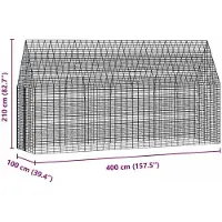 vidaXL Hasenkäfig Silber 400 x 100 x 210 cm Verzinkter Stahl