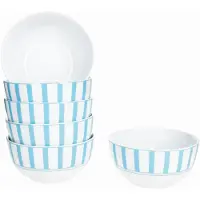 MamboCat Split türkis 6x Müsli-Schale Ø14cm 400ml Porzellan Dessertschüssel Streifen