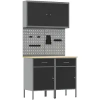 vidaXL Werkbank mit Schubladen 5 pcs Schwarz Ingenieure Holz und Stahl