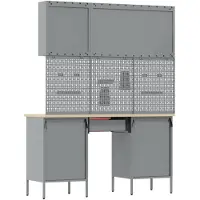 vidaXL Werkbank mit Schubladen 8 pcs Rot Ingenieure Holz und Stahl