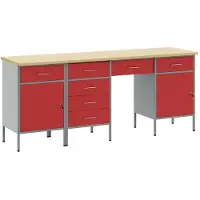 vidaXL Werkbank mit Schubladen 4 stk. Rot Ingenieure Holz und Stahl