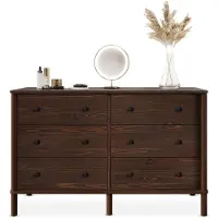 Idimex Kommode APOANA aus Massivholz mit 6 Schubladen, Nussbaum farben – Sideboard mit viel Stauraum für Kleidung und Accessoires, Schlafzimmer Kommode aus Holz mit Metallauszug und skandinavischem Design