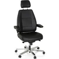 Hjh OFFICE 24 HOURS Leder - XXL Drehstuhl Schwarz