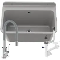 Granitan - Waschbecken - Spülbecken 61x41 cm - Spüle Grau - mit Armatur GRADO und Siphon - LARGE