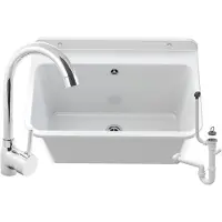 Granitan - Waschbecken - Spülbecken 61x41 cm - Spüle Weiß - mit Armatur BETA und Siphon - LARGE