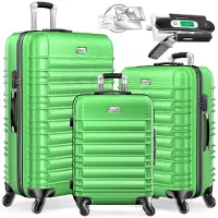 Kesser 3tlg. Hartschalenkofferset Reisekofferset M-L-XL, 4 Rollen, inkl. Kofferwaage