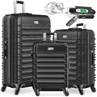 Kesser 3tlg. Hartschalenkofferset Reisekofferset M-L-XL, 4 Rollen, inkl. Kofferwaage