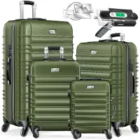 Kesser 4tlg. Hartschalenkofferset Hartschalenkoffer Reisekoffer Set Reisekofferset Trolley Koffer Inkl. Kofferwaage + Gepäckanhänger Rollkoffer Schloss 4 Rollen ABS-Hartschale Teleskopgriff S-M-L-XL