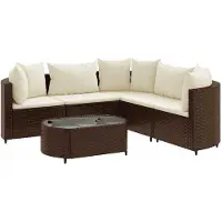 vidaXL 6-tlg. Garten-Sofagarnitur mit Kissen Braun Poly Rattan