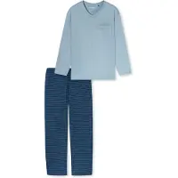 Schiesser Schlafanzug Comfort Essentials in Eisblau | Gr.: 52