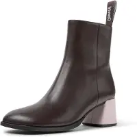 Camper für Damen. K400798-011 Granatfarbene Ultrasoft-Stiefeletten aus Leder (40), 5 bis 8 cm, Reißverschluss, Lässig, Kastanienbraun