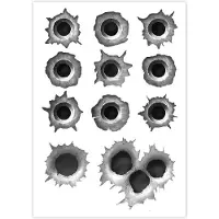 Easydruck24de Einschuss-Löcher Sticker Set I 11 Bullet-Holes als Auto-Aufkleber, für Roller Moped Motorrad-Helm Notebook Laptop Smartphone I schwarz grau I kfz_276