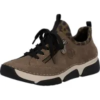 Rieker Damenschuhe Halbschuhe Slipper sportlicher Schnürer Braun Freizeit