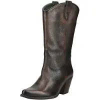 Felmini Western Cowboy Leder Stiefel LAREDO E389 mit geschwungenem Schaftrand, Blockabsatz und Ziernähten