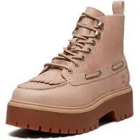 Timberland Womens Mid Lace UP Boot lt pink f grain 6.5 Wide Fit