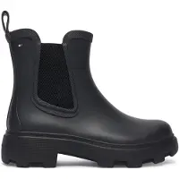 Tommy Hilfiger Chelseaboots "RUBBER FLAG CLEATED RAINBOOT" Stiefelette, Rainboots mit beidseitigem Stretcheinsatz