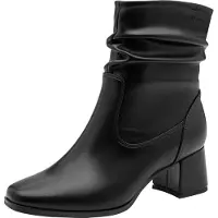 Tamaris Damen Stiefelette geraffter Schaft Blockabsatz Karree 8-85302-47, Größe:37 EU, Farbe:Schwarz