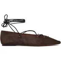 Ralph Lauren Ballerinas Suede Lace-Up Pointed Ballet Flat 818P15775001 Braun 40