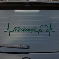 Hellweg Druckerei Heckscheibenaufkleber Mississippi Herzschlag Puls Staat USA Liebe 55x14 cm Dunkelgrün Auto Aufkleber Sticker