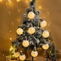 Lapalife 1.5m LED Weihnachten Schneemann Kugel Lichterkette Batteriebetrieben Weihnachtsbeleuchtung für Innen Party Weihnachtsbaum Deko