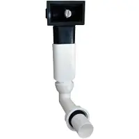 Keenberk Ablauf-Set komplett für rechteckigen Überlauf im Küchenspülen-Becken mit Kugelgelenk und 1 Zoll Anschluss an Ventilablauf / Siphon