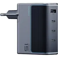 Usorteret AD1404UEU 140W GaN 3x USB-C + USB-A Wandladegerät mit USB-C-Kabel – Grau