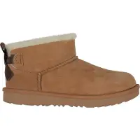 Ugg Unisex für Kinder. 1185920K Ultra Mini Bailey Bow Stiefeletten aus Leder in Braun (35), Wohnung, Keine, Lässig, Kinderbekleidung