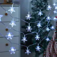 Lapalife LED Stern Schneeflocke Lichterkette Batteriebetrieben Innen Home Party Weihnachten Hochzeit Deko, Kaltweiß, 3m