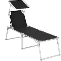 Famanu Liegestuhl - Große Liegestuhl - Verstellbarer Liegestuhl - Klappbarer Liegestuhl - Schwarz - 65 x 200 x 48 cm
