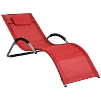 Famanu Liegestuhl Atmungsaktiver Stoff - Inklusive Komfortkissen - 55 cm x 67 cm x 165 cm