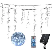 Jayseuw 400LEDs 10M Solar LED Eisregen Lichterkette Innen Lichtervorhang Eiszapfen Weihnachtsbeleuchtung 8 ModiWeihnachtsdeko Party Garten Kaltweiß