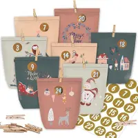 Sonstiges Adventskalender zum Selbstbasteln, 24 Weihnachtstüten, Papiertüten mit Zahlensticker
