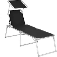 Famanu Liegestuhl - große Liegefläche - klappbar - schwarz-grau