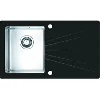 ALVEUS CZ Alveus Karat - Spüle 860x500 mm, mit Ablaufsystembedienung, Glas schwarz/Edelstahl 1103657