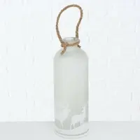 Boltze Dekoaufsteller Ludwig Flasche LED Glas lackiert beschneit H.32cm