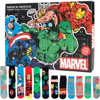 United labels Marvel Adventskalender mit 12 Paar Socken Größe 40-45 für Herren Weihnachtskalender mit Sneakers und langen Socken