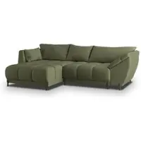 Masseno Ecksofa VESTANO L-S mit Schlaffunktion L-Form, Sofa mit Bettkasten, Wohnzimmersofa, Couch, Soffa, Bettsofa, Couchgarnitur- Grün, MATT VELVET 38