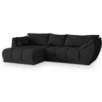 Masseno Ecksofa ORENTI L-S mit Schlaffunktion L-Form, Sofa mit Bettkasten, Wohnzimmersofa, Couch, Soffa, Bettsofa, Couchgarnitur- Schwarz, MATT VELVET 99