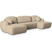 Masseno Ecksofa SAVONA N mit Schlaffunktion U-Form, Sofa mit Bettkasten, Wohnzimmersofa, Couch, Soffa, Bettsofa, Couchgarnitur- Creme, NOW OR NEVER 02