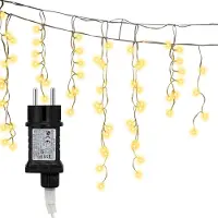 Izrielar 5M LED Eisregen Lichterkette Innen Lichtervorhang 200 LEDs Eiszapfen Weihnachtsbeleuchtung 8 Modi Weihnachtsdeko Party Garten Warmweiß