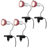 Etc-shop 4er LED Tischleuchte, Klemme, Spot beweglich, rot, H 34cm