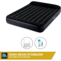 Intex Luftbett - 2 Personen - 152 x 203 x 25 cm - Blau - Mit eingebauter Pumpe, Spannbettlaken Weiß en Reperaturset