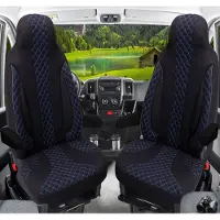 BREMER SITZBEZÜGE Wohnmobil Sitzbezüge & Schonbezüge für Ford Transit Custom Vanestro Pacific Titanium | Passgenaue Vordersitzbezüge | Teilintegriert, Kastenwagen & Alkoven | Sitzbezug Fahrer & Beifahrersitz