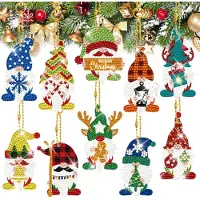 Snq 10 Stück 5D Diamond Painting Wichtel Weihnachten Anhänger, glänzend exquisit, Diamond Painting Adventskalender, Kann an Weihnachtsbäumen Weihnachtsges