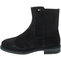 Tommy Hilfiger Chelseaboots "ENAMEL FLAG SUEDE ANKLE CHELSEA" Blockabsatz, Businessboots mit breitem Stretcheinsatz