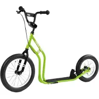 Yedoo Two Kinder Tretroller - für Kinder ab 6 Jahre, ab 120 cm Körperhöhe, mit Luftreifen 16/12 - für Mädchen und Jungen, Höhenverstellbar mit Ständer und Reflexelementen. Grün