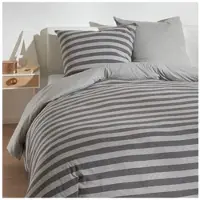 TRAUMSCHLAF Jersey Melange Wendebettwäsche Stripe grau 240x220 cm + 2x 80x80 cm
